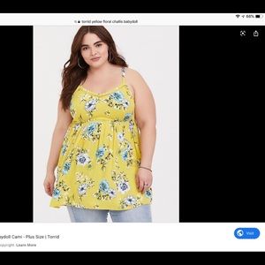 Torrid Yellow Challis babydoll tank